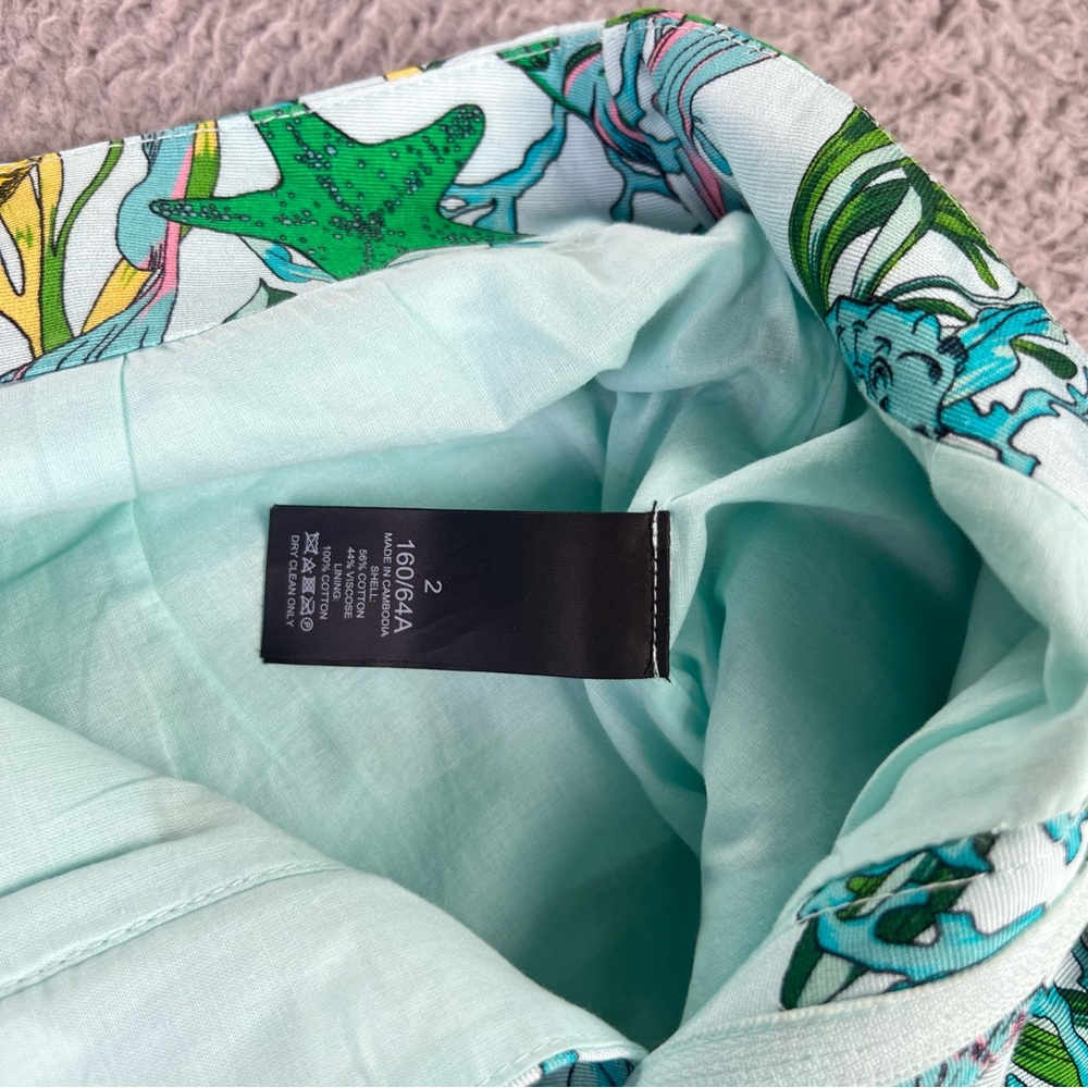 Kate Spade Shorts Womens 2 Blue Under The Sea Tie Waist in Low Tide High Rise - Picture 8 of 9
